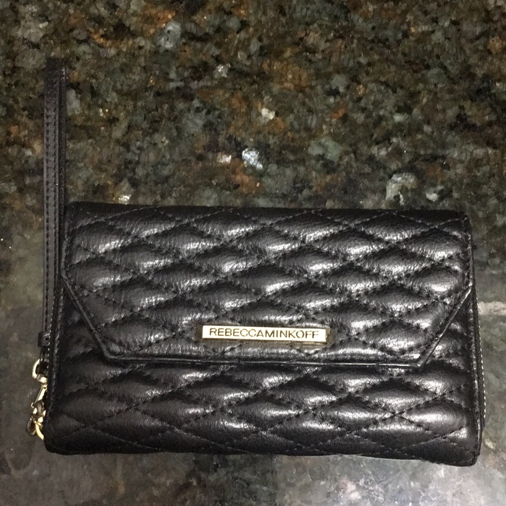 Rebecca Minkoff Black Monroe Tech Quilted Wristlet